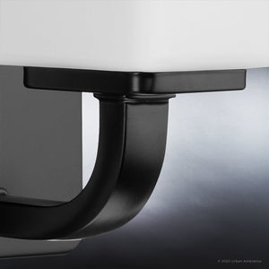 A beautiful Urban Ambiance UHP4328 Contemporary Wall Sconce with a gorgeous midnight black finish and a white glass shade.