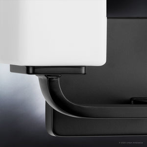 An Urban Ambiance UHP4329 Contemporary Bath Light with a square glass shade.