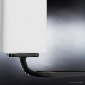 An Urban Ambiance UHP4330 Contemporary Bath Light 8.5''H x 23.5''W, Midnight Black Finish, Louisville Collection with a distinctive black handle, is a unique