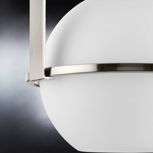 A UHP4340 Mid-Century Modern Pendant 12.375''H x 9.375''W with a brushed nickel finish, from the Albuquerque Collection by Urban Ambiance, is