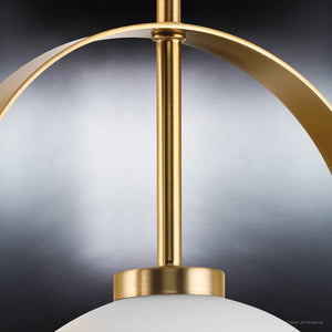 A luxurious pendant light with a gorgeous white glass shade in a brushed bronze finish from the Albuquerque Collection by Urban Ambiance.