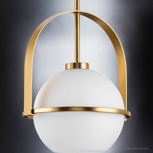 An UHP4342 Mid-Century Modern pendant light with a unique white glass shade from the Urban Ambiance brand.