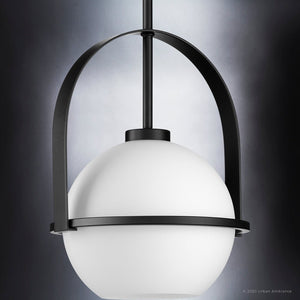 A luxurious lighting fixture from the Albuquerque Collection, featuring a gorgeous white glass globe suspended by Urban Ambiance.