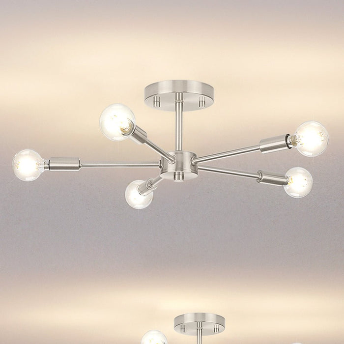 UHP4346 Mid-Century Modern Ceiling Light 5.625''H x 16''W, Brushed Nickel Finish, Albuquerque Collection