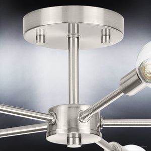 A beautiful UHP4346 Mid-Century Modern Ceiling Light, part of the luxurious Albuquerque Collection, showcasing a brushed nickel finish.