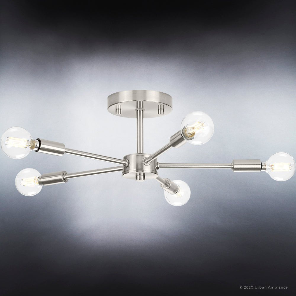 UHP4346 Mid-Century Modern Ceiling Light 5.625''H x 16''W, Brushed Nic ...