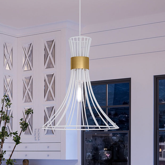 UHP4350 Mid-Century Modern Pendant 16''H x 18''W, Matte White Finish, Tucson Collection