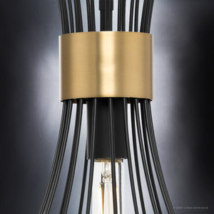 A beautiful Mid-Century Modern pendant light from the Tucson Collection featuring a unique bulb placement and a midnight black finish.