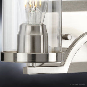A beautiful Urban Ambiance UHP4360 Contemporary Bath Light 8''H x 16''W, Brushed Nickel Finish, Mesa Collection bathroom light fixture.