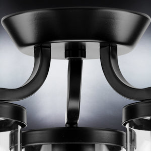 A beautiful Urban Ambiance UHP4367 Contemporary Ceiling Light 10.5''H x 13''W, Midnight Black Finish, Mesa Collection with three glass shades.