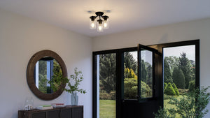 A room with a beautiful Urban Ambiance UHP4367 Contemporary Ceiling Light, midnight black finish, Mesa Collection.