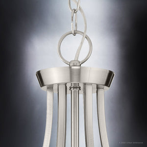 A unique and luxurious lighting fixture, the UHP4370 Contemporary Chandelier 29''H x 32''W with Brushed Nickel Finish from the Mesa Collection by Urban Ambiance showcases