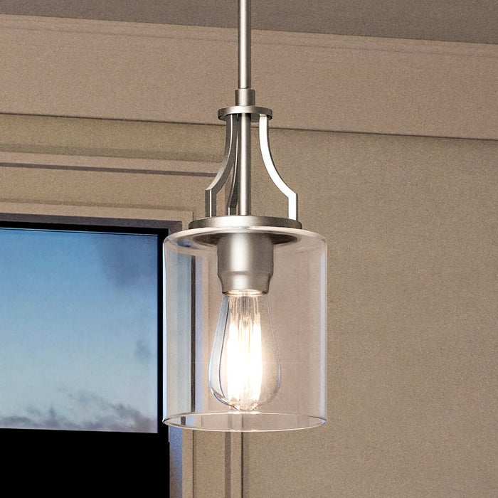 UHP4372 Contemporary Pendant 12.5''H x 6.375''W, Brushed Nickel Finish, Mesa Collection
