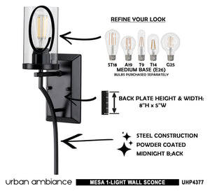 Urban Ambiance UHP4377 Contemporary Wall Sconce, Midnight Black Finish - beautiful black.