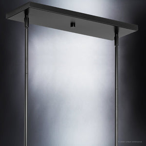 A beautiful UHP4382 Traditional Chandelier 11.875''H x 40''W from the Atlanta Collection by Urban Ambiance in a midnight black finish with a stunning black shade.