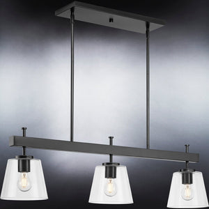 An Urban Ambiance UHP4382 Traditional Chandelier with clear glass shades.