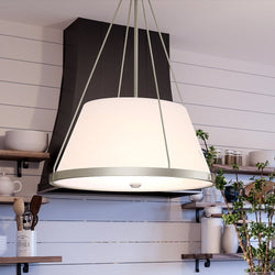 A beautiful pendant light hanging over a kitchen counter.