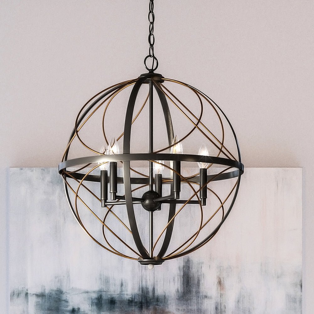 【ファッション通販】 26''H Chandelier Farmhouse UHP4404 x Bronze Olde 22''W, バッグ