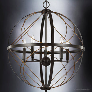 A unique lighting fixture, the Urban Ambiance UHP4404 Farmhouse Chandelier 26''H x 22''W, Olde Bronze Finish from the Omaha Collection features a beautiful