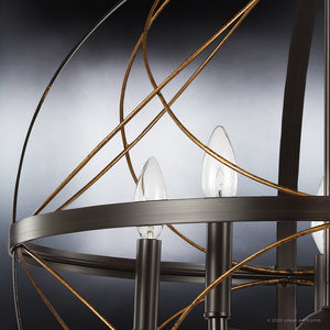 A unique and beautiful Urban Ambiance UHP4404 Farmhouse Chandelier 26''H x 22''W, Olde Bronze Finish, Omaha Collection with three lights and a metal