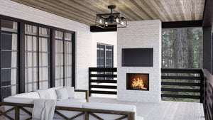 A living room with the unique UHP9240 Farmhouse Ceiling Fan 17''H x 22''W, Olde Bronze Finish from the Berkeley Collection by Urban Ambiance.