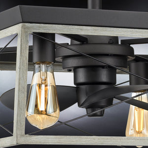 A gorgeous lighting fixture, the Urban Ambiance UHP9241 Farmhouse Ceiling Fan 17''H x 22''W from the Berkeley Collection features a beautiful charcoal finish and a wooden frame,