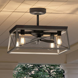 A luxury lighting fixture, the Urban Ambiance UHP9241 Farmhouse Ceiling Fan combines a 17''H x 22''W Charcoal Finish and the Berkeley Collection to create an exquisite outdoor