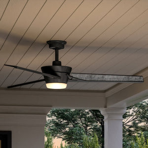 An Urban Ambiance UHP9251 Modern Ceiling Fan 15''H x 56''W, Charcoal Finish, Melbourne Collection with a unique lighting fixture.