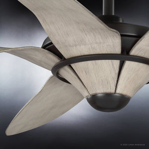 An Urban Ambiance UHP9260 luxury ceiling fan with a unique Olde Bronze finish and beautiful wooden blades from the Brisbane Collection.