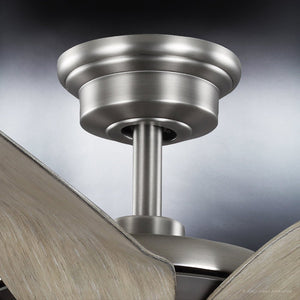 An Urban Ambiance UHP9261 Urban Loft Ceiling Fan 14.25''H x 60''W, Aged Nickel Finish, Brisbane Collection with a wooden blade and gorgeous lighting fixture.