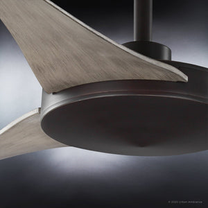An Urban Ambiance UHP9271 Modern Ceiling Fan 11.5''H x 54''W with a wooden blade, featuring a beautiful Olde Bronze Finish from the Newcastle Collection.