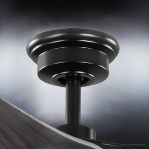 An UHP9272 Modern Ceiling Fan 11.5''H x 54''W with a Midnight Black Finish, in the Newcastle Collection by Urban Ambiance, featuring a black blade.