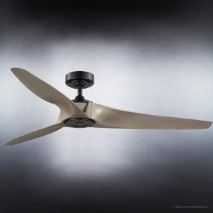 An Urban Ambiance UHP9281 Modern Ceiling Fan 11.25''H x 60''W, with a gorgeous Aged Nickel Finish, from the unique Townsville Collection on dark background