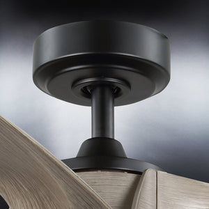 A UHP9281 Modern Ceiling Fan with a wooden blade and an Aged Nickel Finish.