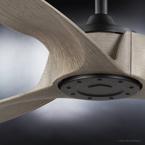A unique UHP9281 Modern Ceiling Fan 11.25''H x 60''W with wooden blades and black blades from the Urban Ambiance Townsville Collection.