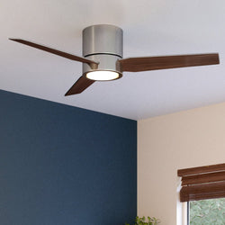 An Urban Ambiance UHP9290 Mid-Century-Modern Ceiling Fan 9.75''H x 44''W, Brushed Nickel Finish, Camden Collection in a beautiful room with