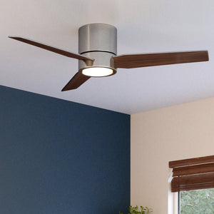 An Urban Ambiance UHP9290 Mid-Century-Modern Ceiling Fan 9.75''H x 44''W, Brushed Nickel Finish, Camden Collection in a beautiful room with