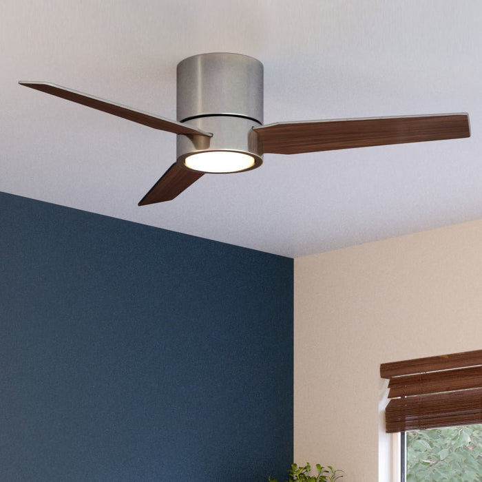 UHP9290 Mid-Century Modern Ceiling Fan 9.75''H x 44''W, Brushed Nickel Finish, Camden Collection