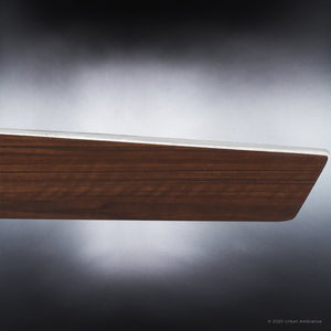 A close up of a unique Urban Ambiance UHP9290 Mid-Century-Modern Ceiling Fan 9.75''H x 44''W, Brushed Nickel Finish,