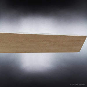 A unique UHP9291 Mid-Century-Modern Ceiling Fan 9.75''H x 44''W, Matte White Finish, Camden Collection by Urban Ambiance with a black background