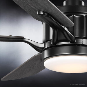 An UHP9311 Traditional Ceiling Fan 15.1255''H x 54''W, Midnight Black Finish, Launceston Collection from Urban Ambiance with a beautiful light and blades.