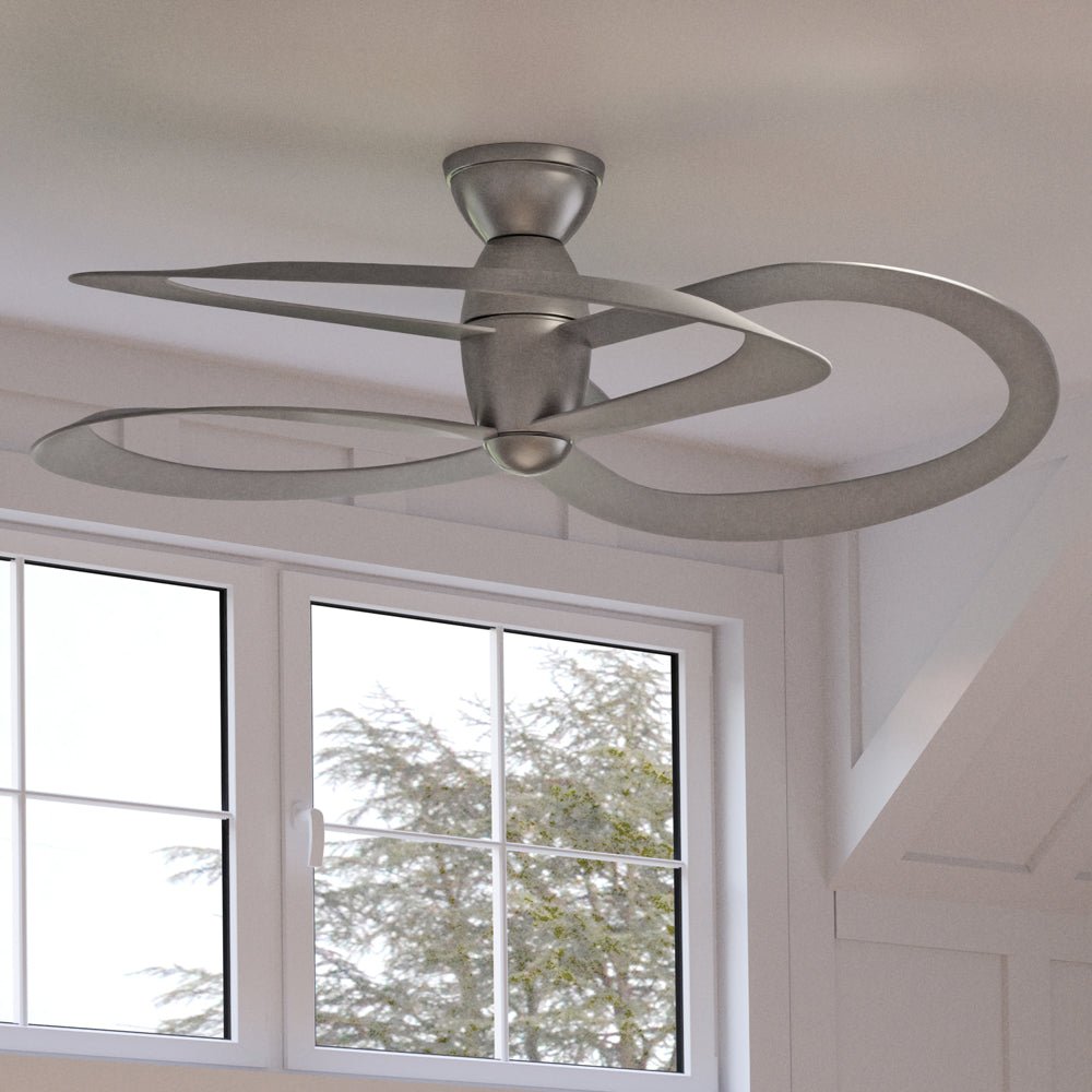 UHP9341 Modern Ceiling Fan 14.5''H x 48''W, HandPainted Silver Finish