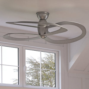 A stunning Urban Ambiance UHP9341 Modern Ceiling Fan with a swivel blade in a living room.
