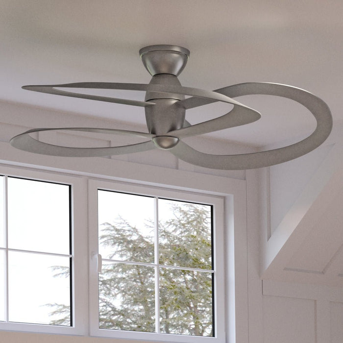 UHP9341 Modern Ceiling Fan 14.5''H x 48''W, Hand-Painted Silver Finish, Port-Macquarie Collection
