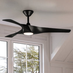 A unique lighting fixture, the Urban Ambiance UHP9361 Transitional Ceiling Fan in Midnight Black Finish from the Geraldton Collection adds a touch of luxury to any room with a window.