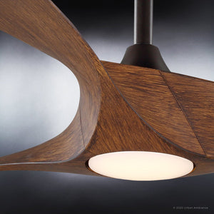 A unique transitional ceiling fan with a beautiful Koa Woodgrain Finish.
