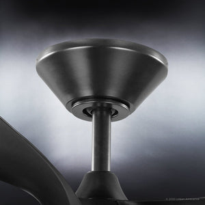 An Urban Ambiance UHP9370 Transitional Ceiling Fan 14.25''H x 60''W, Midnight Black Finish, Albany Collection with a unique black blade.