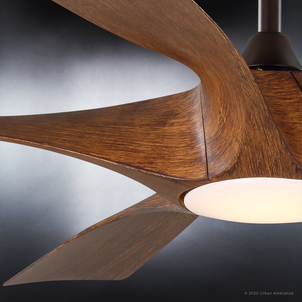 Transitional Ceiling Fans UHP9372 Transitional Ceiling Fan 14.25''H x 60''W, Koa Woodgrain Finis ...