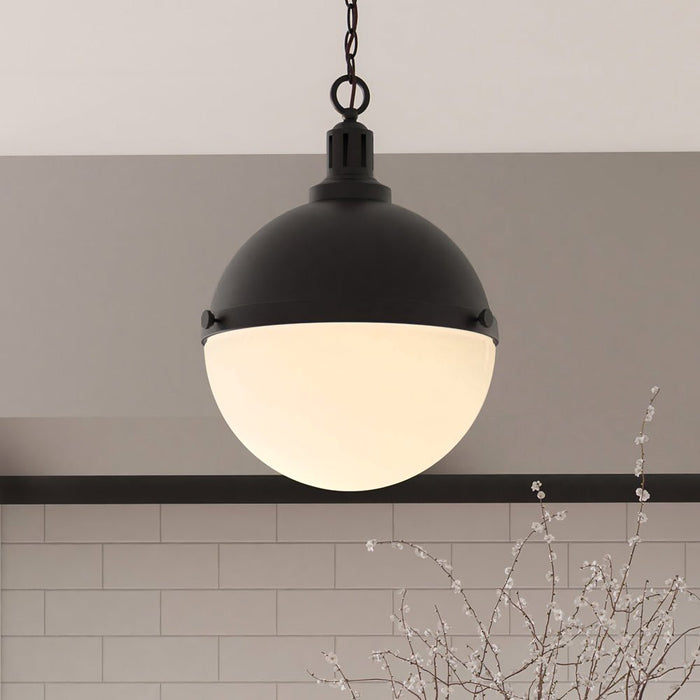 ULB2000 Modern Farmhouse Pendant, 17''H x 12''W, Matte Black Finish, Apulon Collection