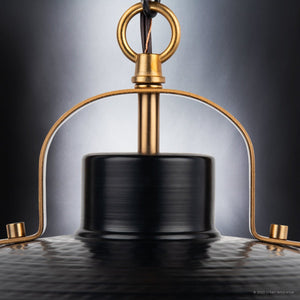 A close up of a luxury ULB2010 Rustic Pendant, 11''H x 16''W, Matte Black Finish from the Caria Collection by Urban Ambiance.